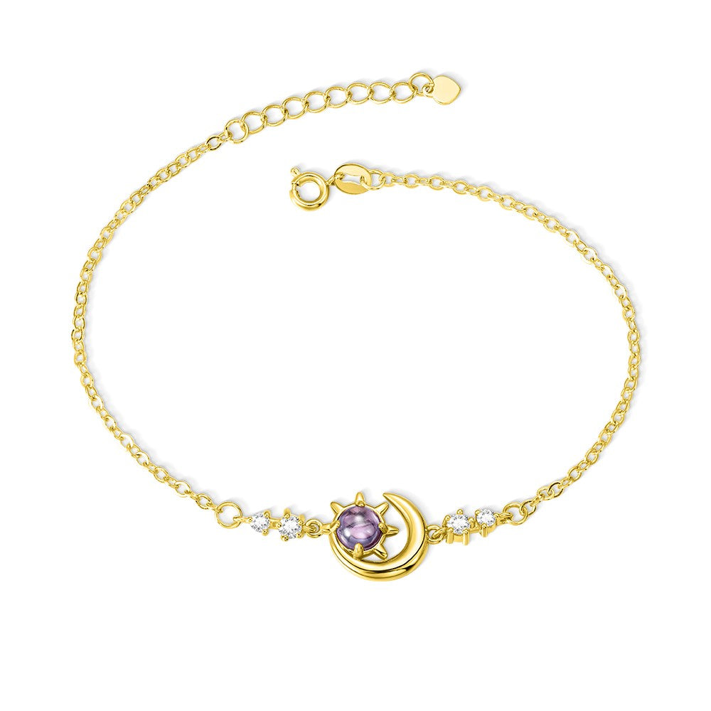 Stars & Moon Birthstone Anklet