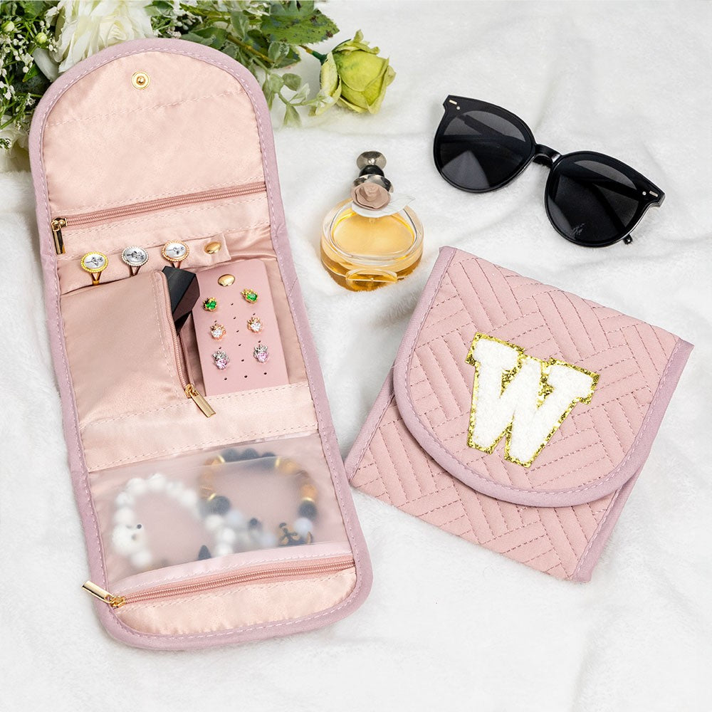 Personalized Initial Foldable Travel Jewelry Case